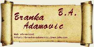Branka Adamović vizit kartica